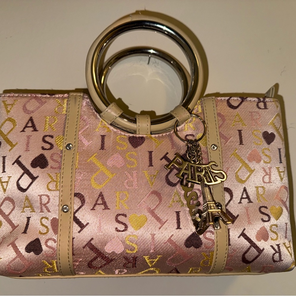 💕Pink Paris Print Tote Bag with Charm💕